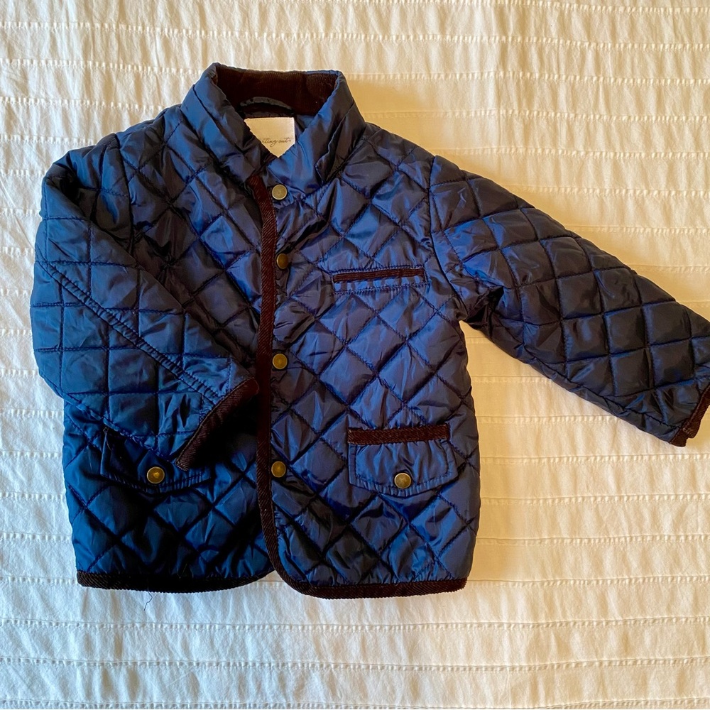 Navy Quilted Fleece-Lined Kids Jacket by Starting Out size 24m